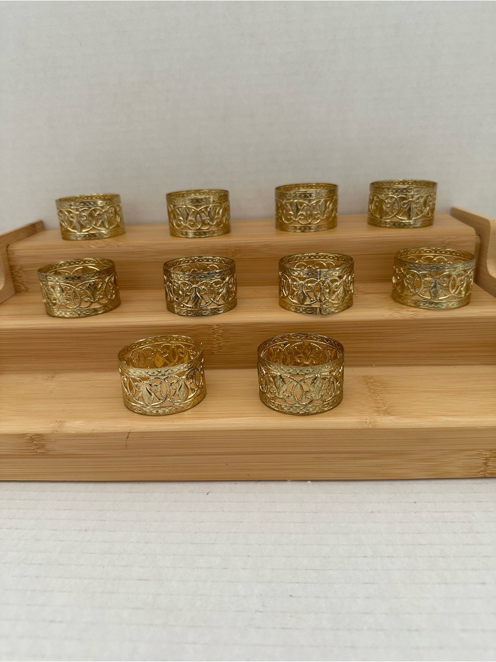 Vintage Fleur De Lis Gold Filigree Napkin Rings - Set of 10 #4